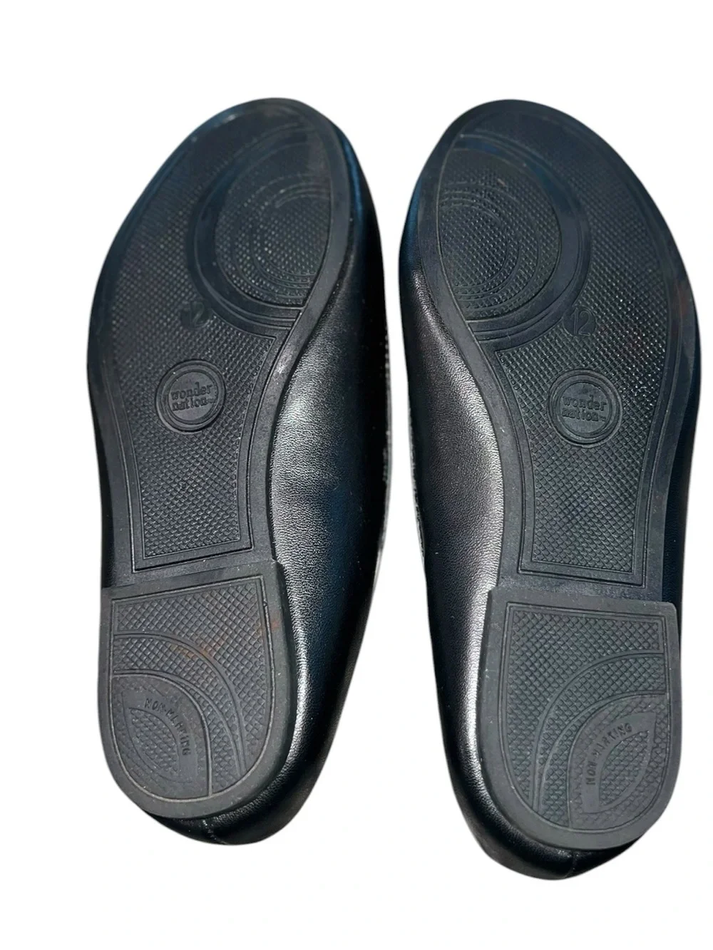 Wonder Nation Girls Black Cat Face Ballet Flats Mary Jane Shoes Size 12